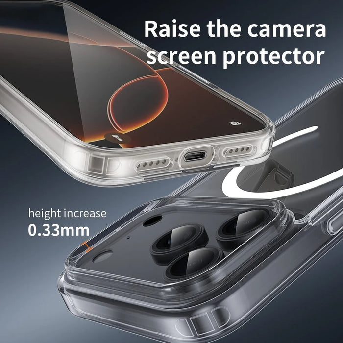 ZGA for iPhone 17 Pro Magnetic Case Crystal Clear PC TPU Anti-Scratch Phone Cover - Transparent - 5