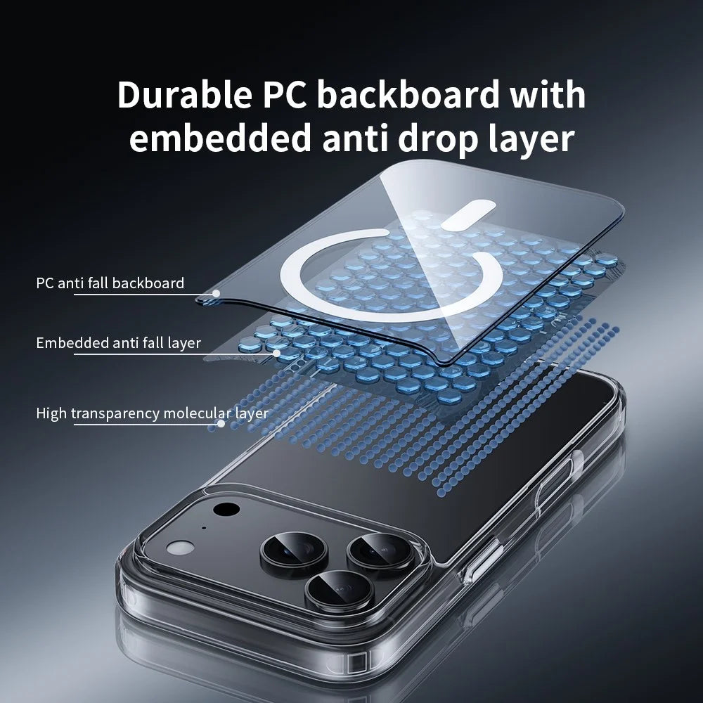 ZGA for iPhone 17 Pro Max Magnetic Case Crystal Clear PC TPU Anti-Scratch Phone Cover - Transparent - 4