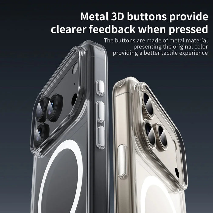 ZGA for iPhone 17 Pro Max Magnetic Case Crystal Clear PC TPU Anti-Scratch Phone Cover - Transparent - 7