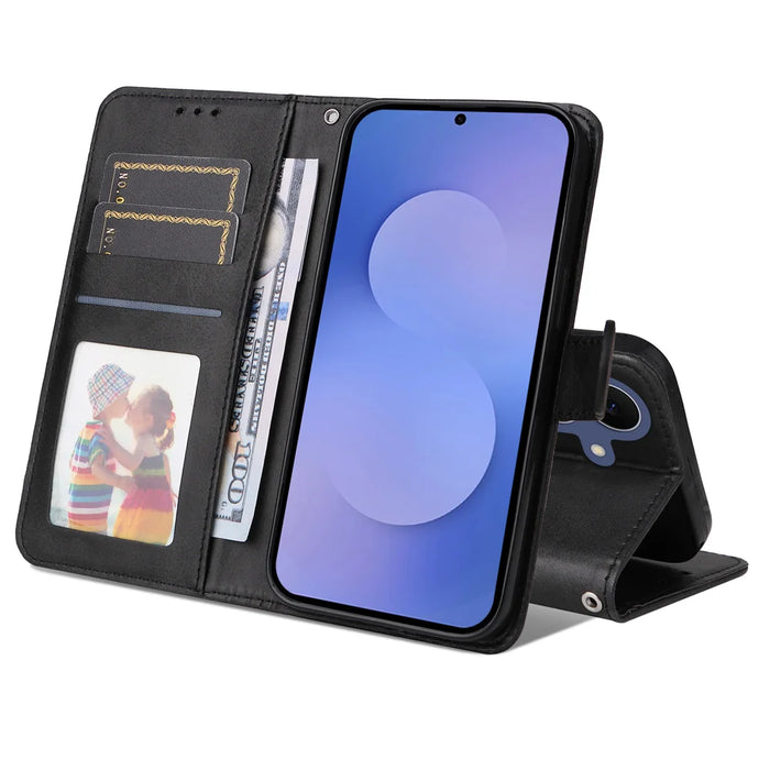 For Samsung Galaxy S26 FE Case Wallet PU Leather Folio Flip Phone Cover - Black - 2