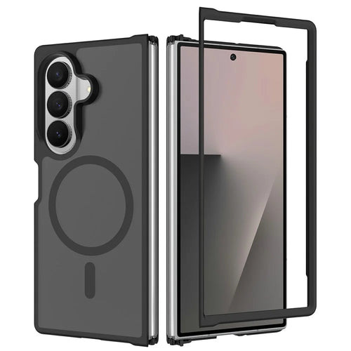 For Samsung Galaxy Z Fold8 Ultra Magnetic Case TPU Frame Acrylic Back Phone Cover Skin Touch - Black - 1