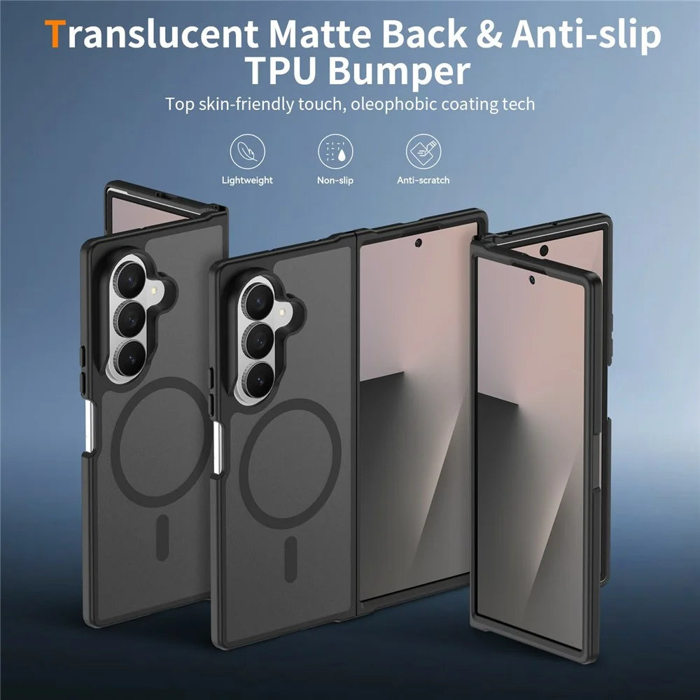 For Samsung Galaxy Z Fold8 Ultra Magnetic Case TPU Frame Acrylic Back Phone Cover Skin Touch - Black - 2