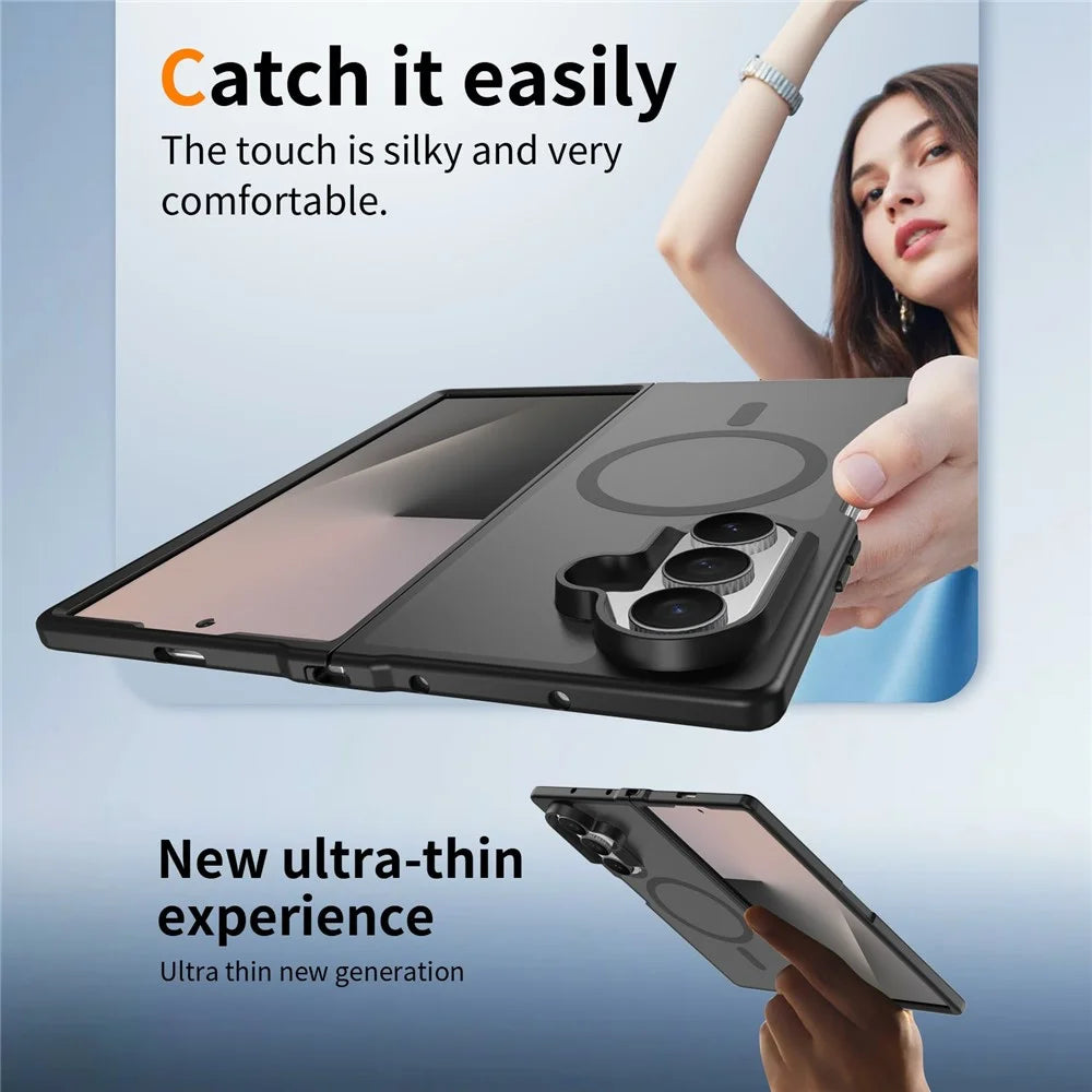 For Samsung Galaxy Z Fold8 Ultra Magnetic Case TPU Frame Acrylic Back Phone Cover Skin Touch - Black - 5