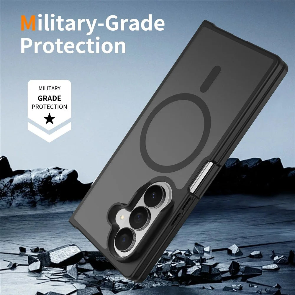 For Samsung Galaxy Z Fold8 Ultra Magnetic Case TPU Frame Acrylic Back Phone Cover Skin Touch - Black - 7