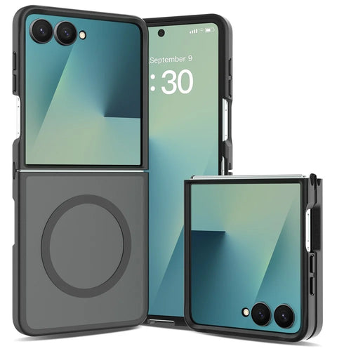 For Samsung Galaxy Z Flip8 Magnetic Case TPU Frame Acrylic Back Phone Cover Skin Touch  - Black - 1