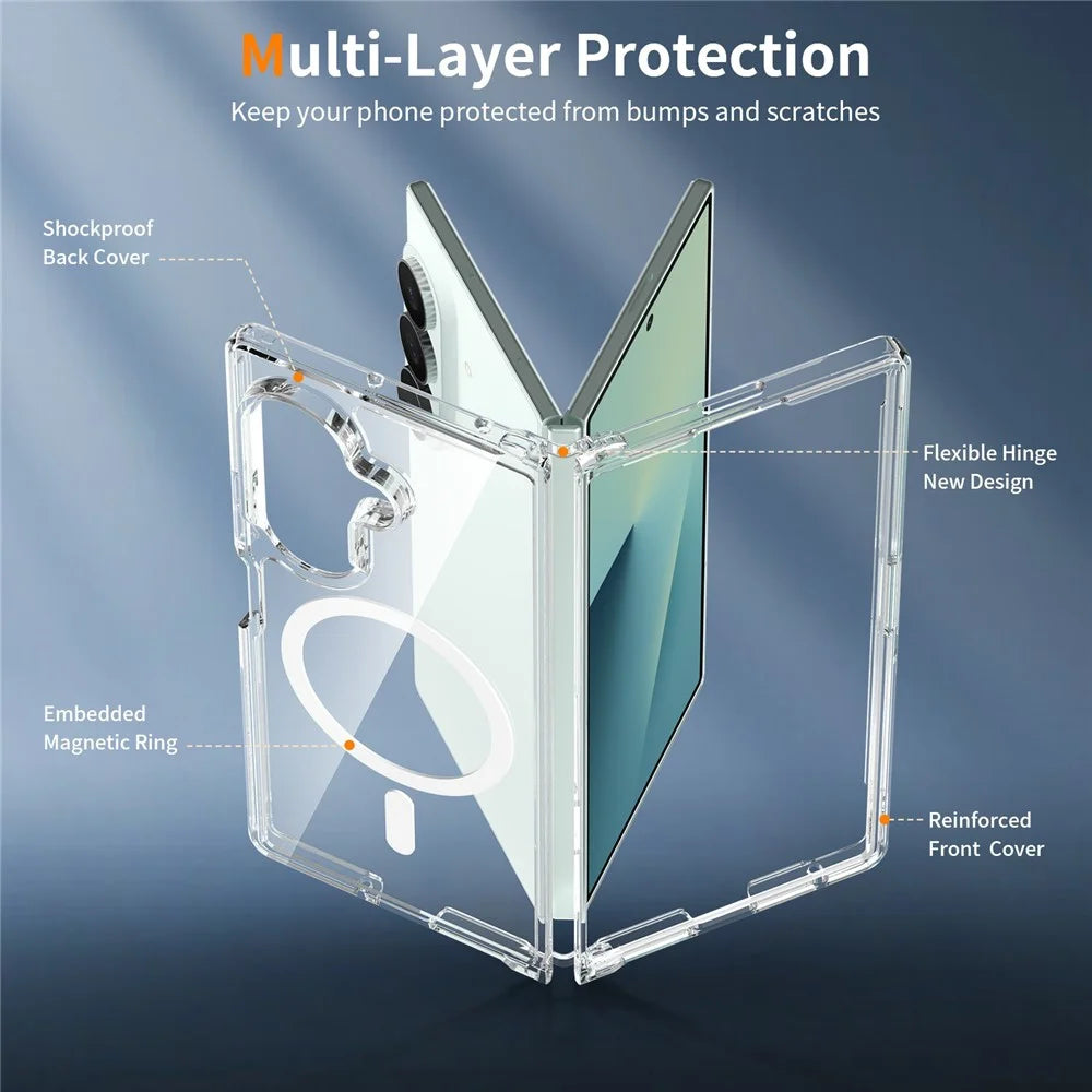 For Samsung Galaxy Z Fold8 Ultra Magnetic Case 2.0mm Scratch Resistant TPU + PC Phone Cover - Transparent - 3