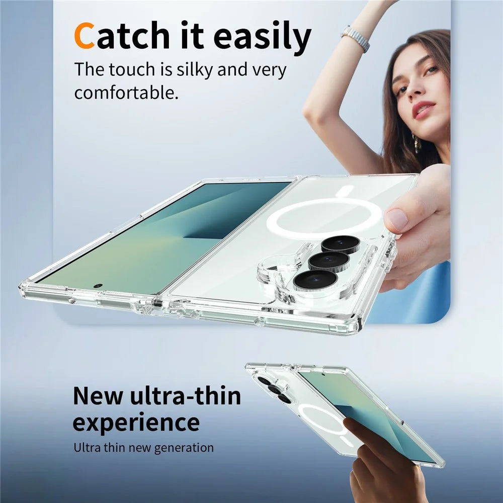 For Samsung Galaxy Z Fold8 Ultra Magnetic Case 2.0mm Scratch Resistant TPU + PC Phone Cover - Transparent - 5