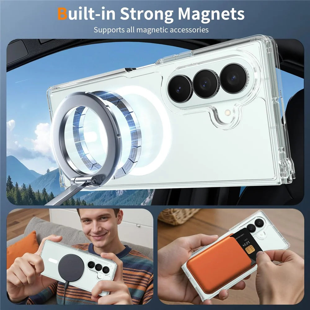 For Samsung Galaxy Z Fold8 Ultra Magnetic Case 2.0mm Scratch Resistant TPU + PC Phone Cover - Transparent - 6