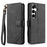 AZNS A2 for Samsung Galaxy S26 FE Leather Case with Wrist Strap RFID Blocking Wallet Stand Phone Cover - Black - 1