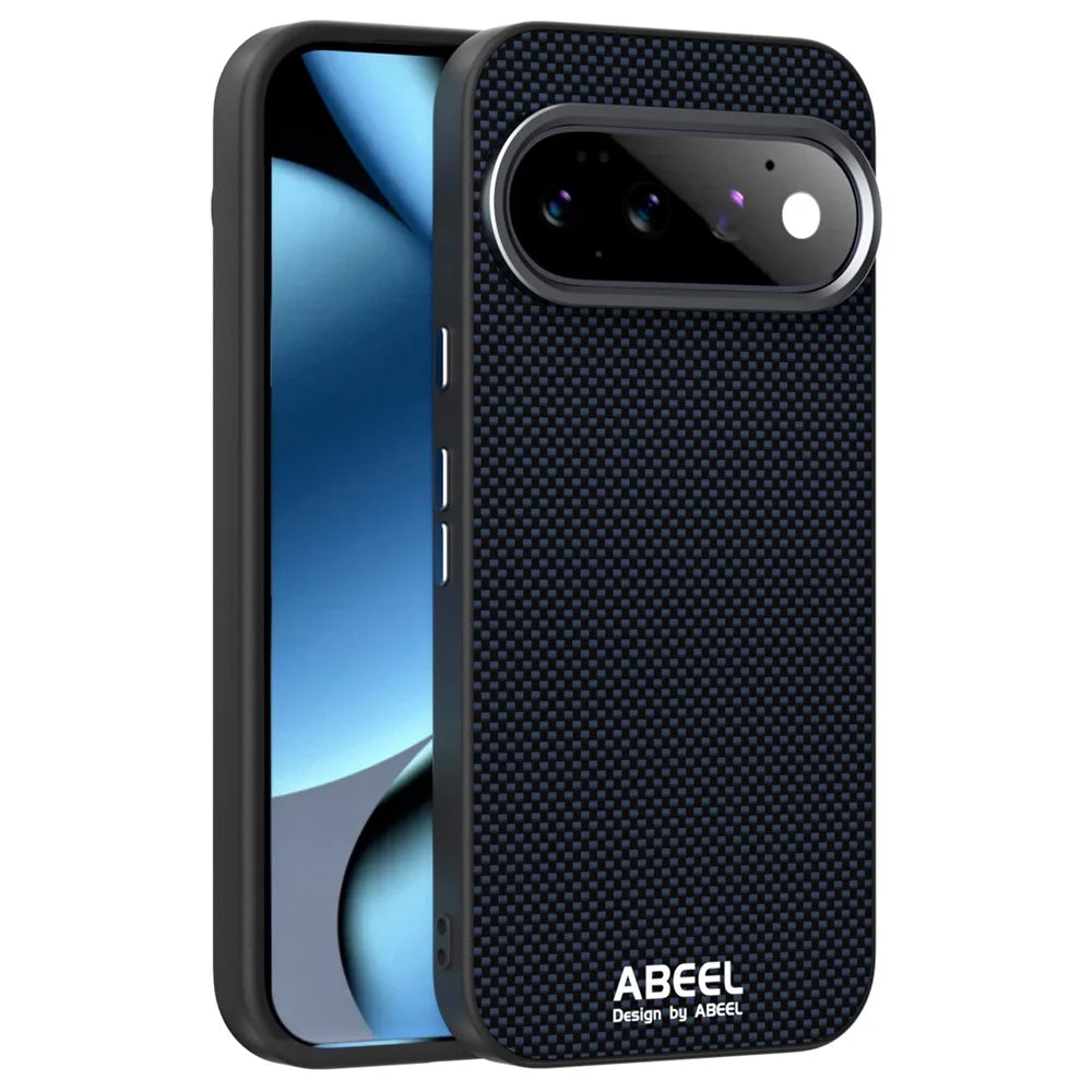 ABEEL for Google Pixel 11 Magnetic Case Printed PC TPU Aluminum Alloy Leather Phone Cover - Black - 1