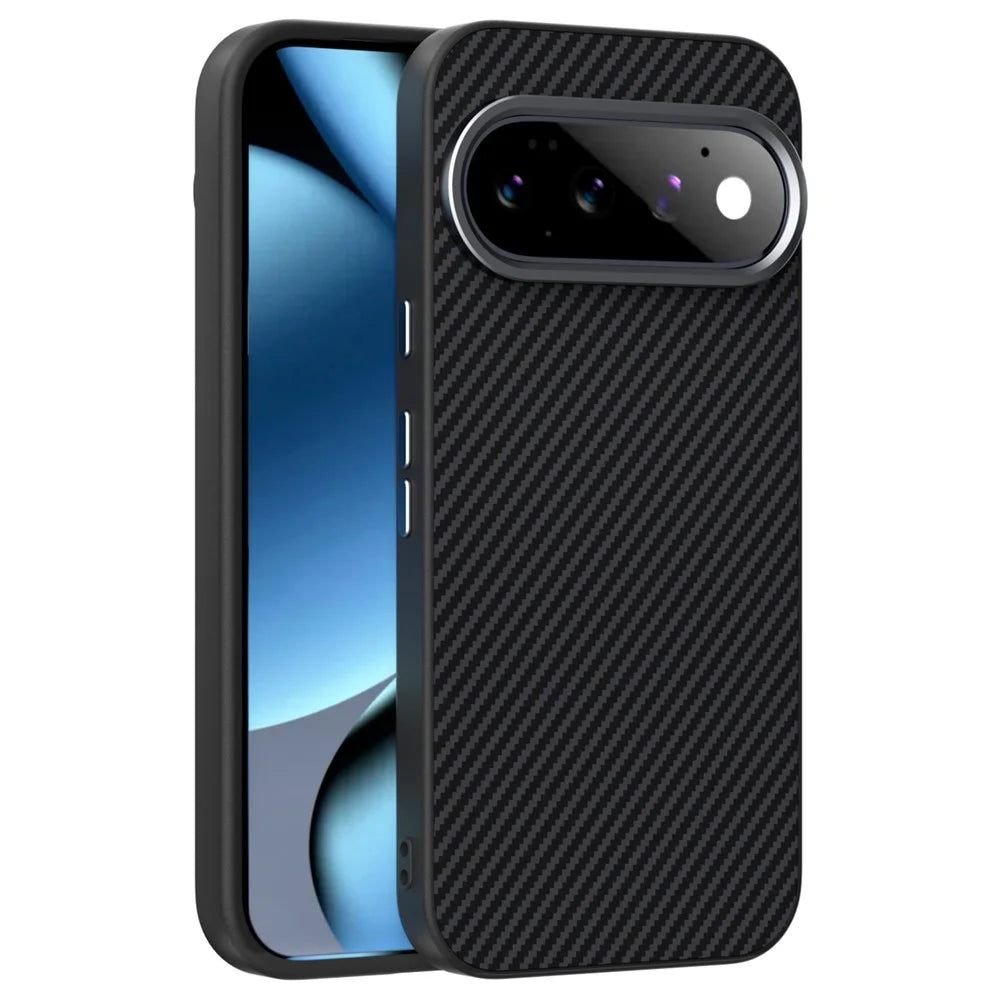 ABEEL for Google Pixel 11 Magnetic Case Carbon Fiber Texture TPU PC PU Phone Back Cover - Black - 1