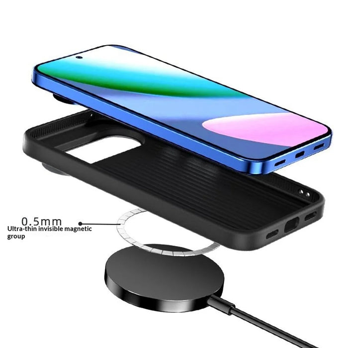 ABEEL for Google Pixel 11 Magnetic Case Carbon Fiber Texture TPU PC PU Phone Back Cover - Black - 4