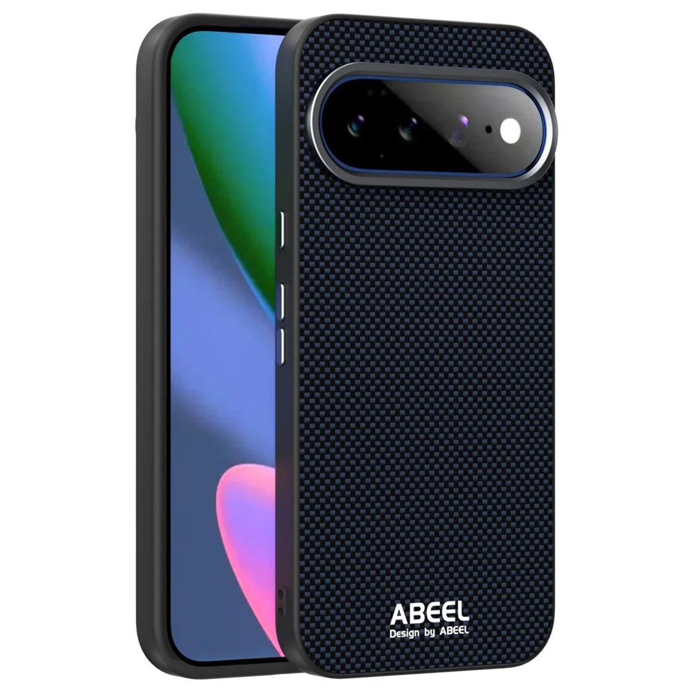 ABEEL for Google Pixel 11 Pro XL Magnetic Case Printed PC TPU Aluminum Alloy Leather Phone Cover - Black - 1