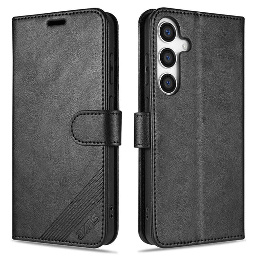 AZNS For Samsung Galaxy S26 FE Case Anti-Scratch PU Leather Stand Wallet Phone Cover - Black - 1