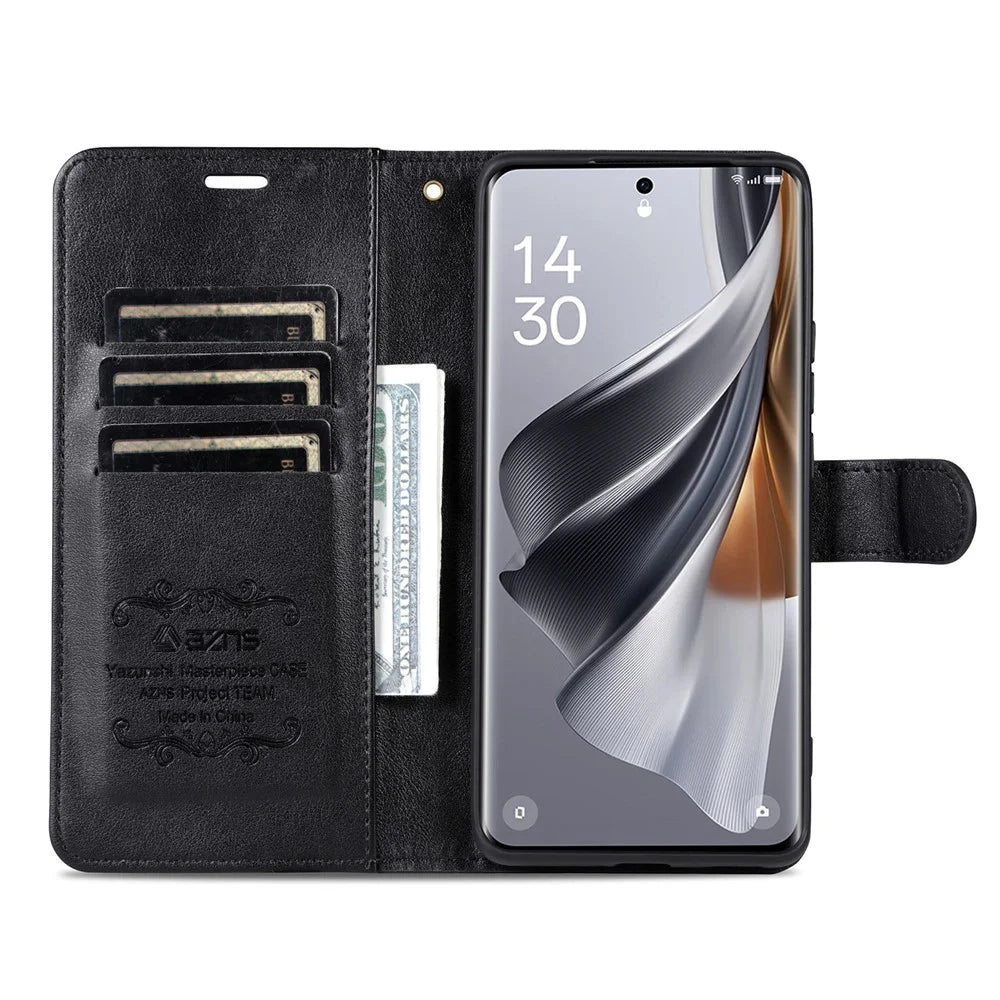 AZNS For Samsung Galaxy S26 FE Case Anti-Scratch PU Leather Stand Wallet Phone Cover - Black - 2