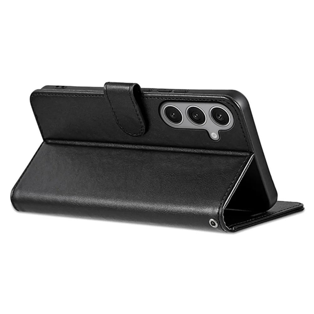 AZNS For Samsung Galaxy S26 FE Case Anti-Scratch PU Leather Stand Wallet Phone Cover - Black - 3
