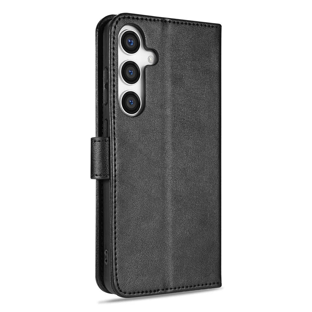 AZNS For Samsung Galaxy S26 FE Case Anti-Scratch PU Leather Stand Wallet Phone Cover - Black - 7