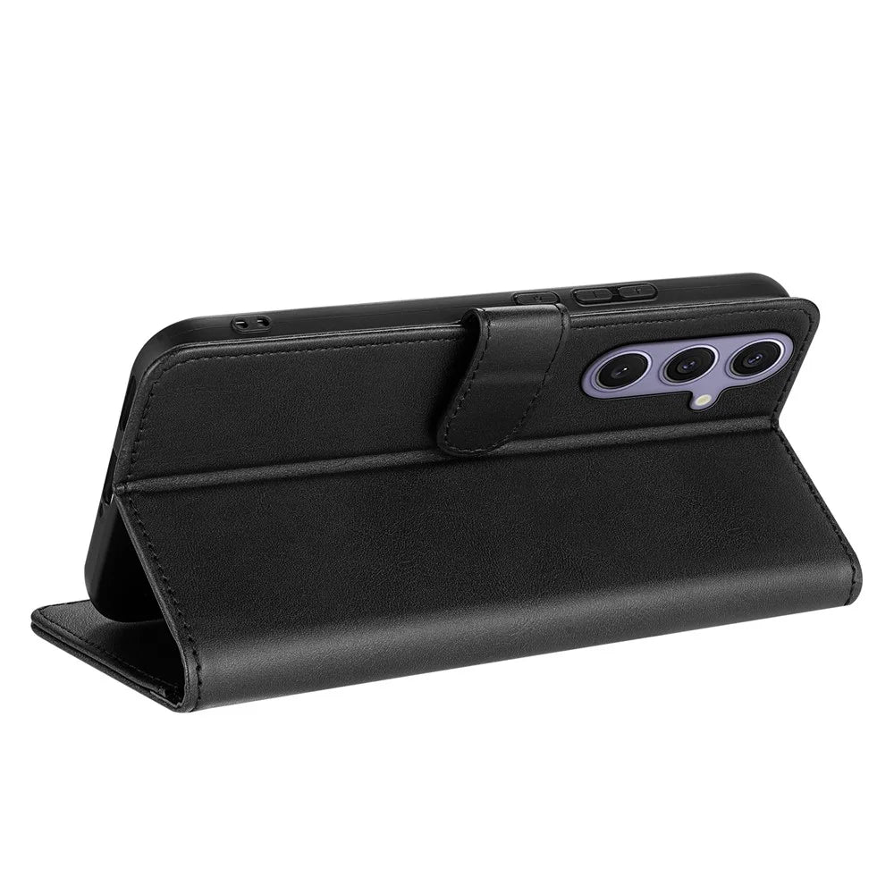 AZNS For Samsung Galaxy S26 FE Case PU Leather Wallet Phone Cover - Black - 4