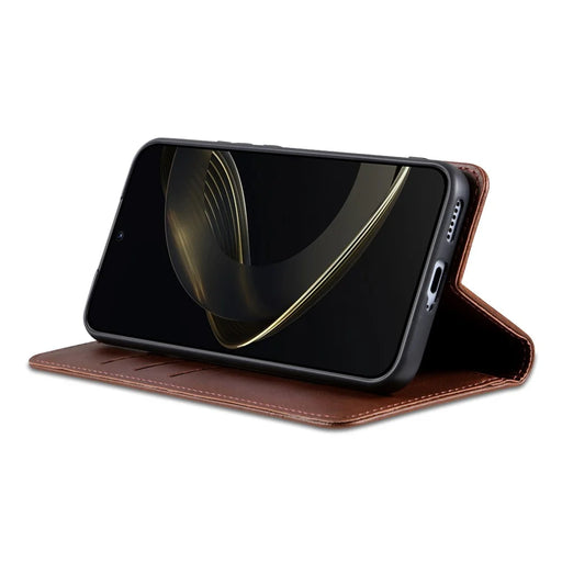AZNS For Samsung Galaxy S26 FE Case Cowhide Texture PU Leather Wallet Phone Cover - Coffee - 2
