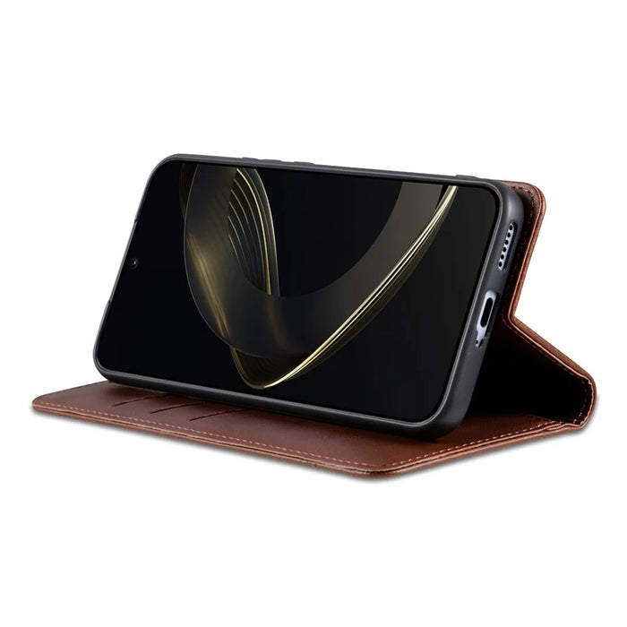 AZNS For Samsung Galaxy S26 FE Case Cowhide Texture PU Leather Wallet Phone Cover - Coffee - 2