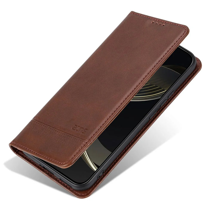 AZNS For Samsung Galaxy S26 FE Case Cowhide Texture PU Leather Wallet Phone Cover - Coffee - 5