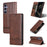 AZNS For Samsung Galaxy S26 FE Case Cowhide Texture PU Leather Wallet Phone Cover - Coffee - 7