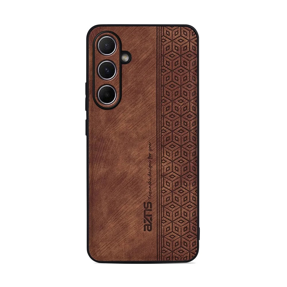AZNS For Samsung Galaxy S26 FE Champion Edition Case PU Leather Covered TPU Phone Protective Cover - Brown - 3