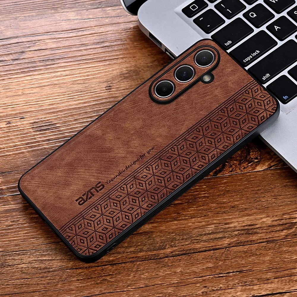 AZNS For Samsung Galaxy S26 FE Champion Edition Case PU Leather Covered TPU Phone Protective Cover - Brown - 4