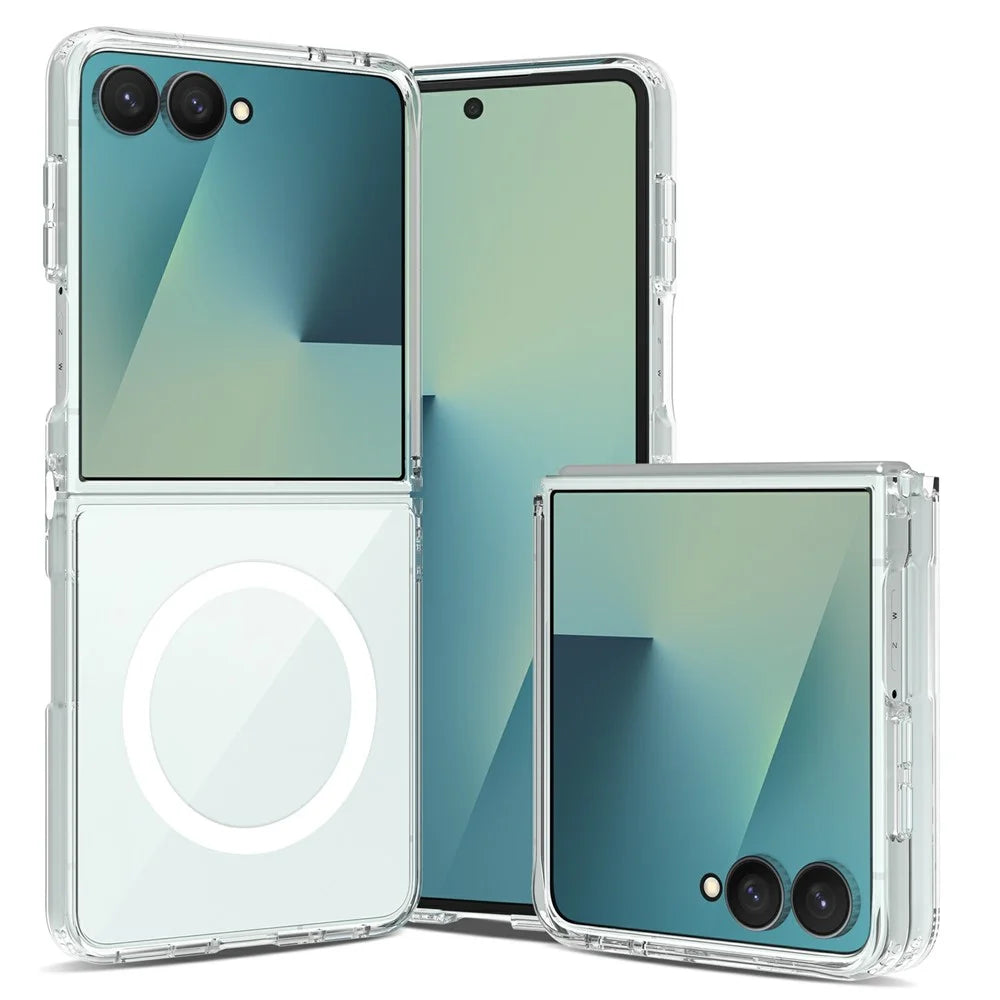 For Samsung Galaxy Z Flip8 Magnetic Case 2.0mm Scratch Resistant TPU + PC Phone Cover - Transparent - 1