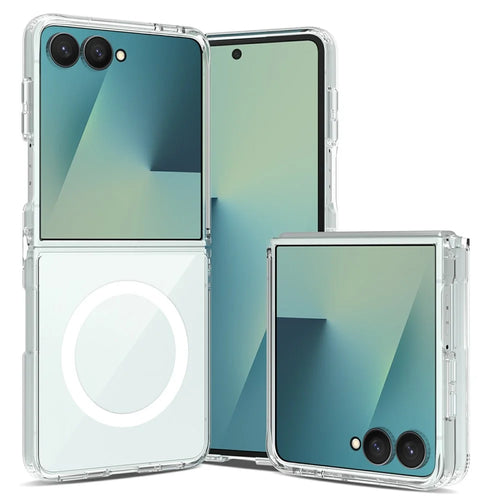 For Samsung Galaxy Z Flip8 Magnetic Case 2.0mm Scratch Resistant TPU + PC Phone Cover - Transparent - 1
