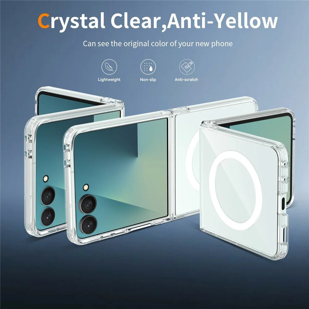 For Samsung Galaxy Z Flip8 Magnetic Case 2.0mm Scratch Resistant TPU + PC Phone Cover - Transparent - 2