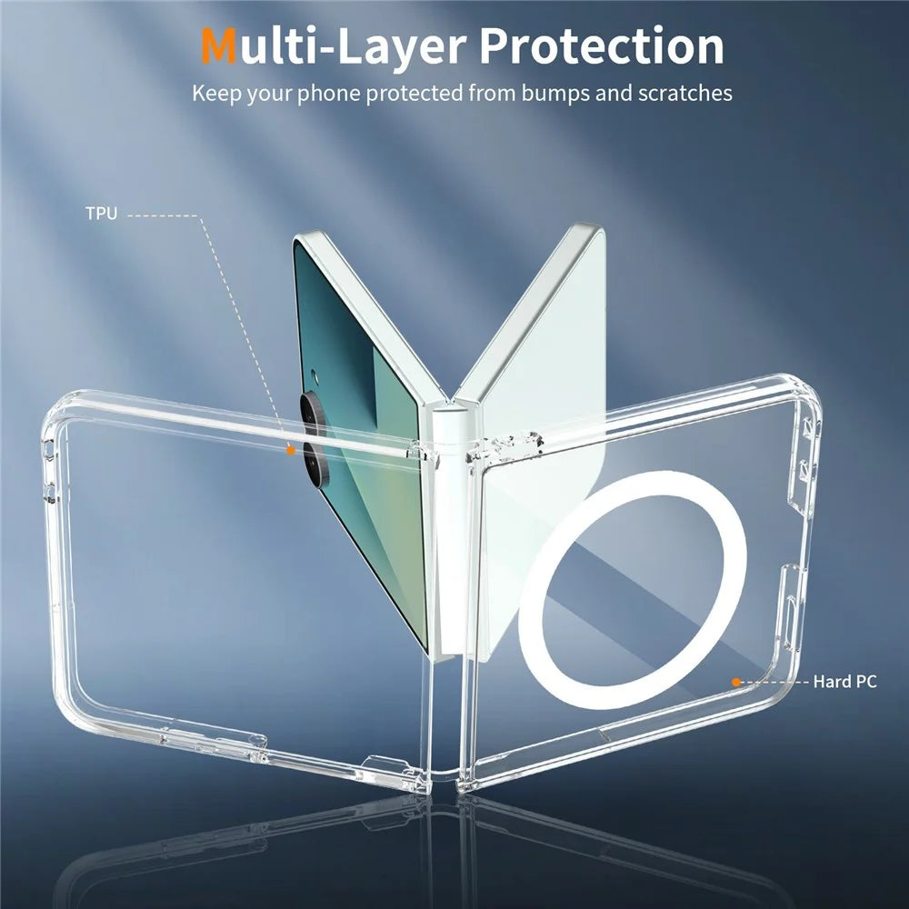 For Samsung Galaxy Z Flip8 Magnetic Case 2.0mm Scratch Resistant TPU + PC Phone Cover - Transparent - 3