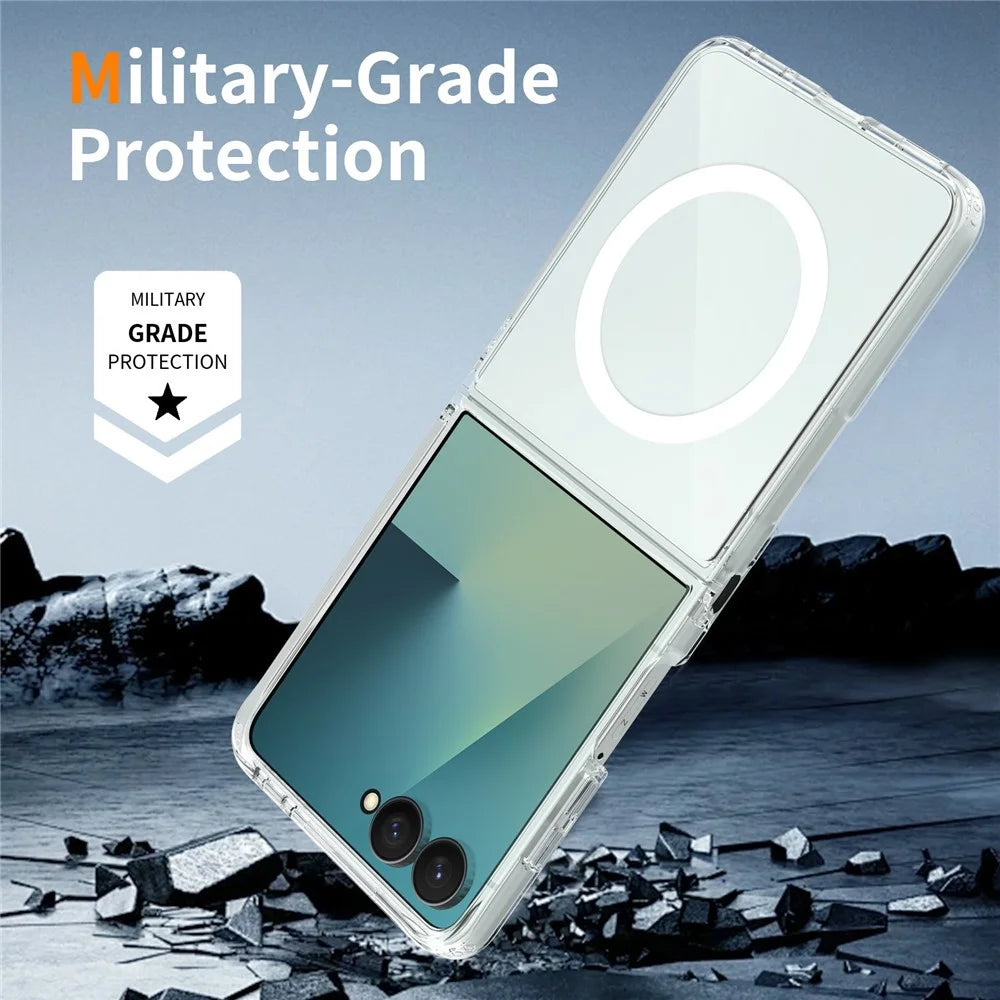 For Samsung Galaxy Z Flip8 Magnetic Case 2.0mm Scratch Resistant TPU + PC Phone Cover - Transparent - 6