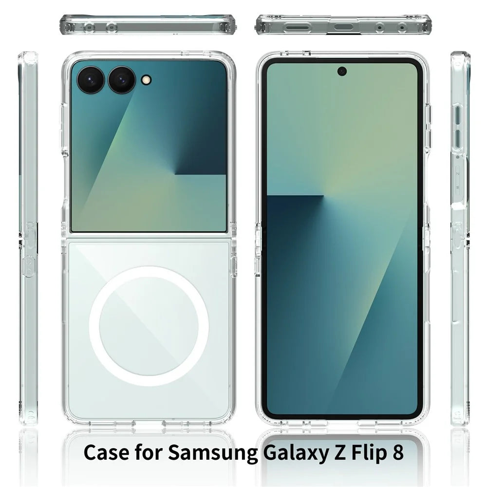For Samsung Galaxy Z Flip8 Magnetic Case 2.0mm Scratch Resistant TPU + PC Phone Cover - Transparent - 7