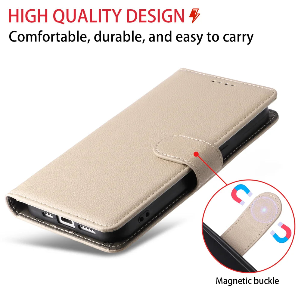 For Samsung Galaxy S26 FE Case RFID Blocking 3 Card Slots PU Leather Phone Cover with Wrist Strap - Creamy White - 7
