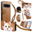 For Natural AI Phone Case Cute Cat Pattern PU Leather Wallet Phone Cover with Wrist Strap - Brown - 1