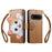 For Natural AI Phone Case Cute Cat Pattern PU Leather Wallet Phone Cover with Wrist Strap - Brown - 2