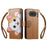 For Nothing Phone (4a) Case Cute Cat Pattern PU Leather Wallet Phone Cover with Wrist Strap - Brown - 2