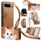 For Google Pixel 10 / Google Pixel 9 Pro / Google Pixel 9 / Google Pixel 10 Pro Case Cute Cat Pattern PU Leather Wallet Phone Cover with Wrist Strap - Brown - 1