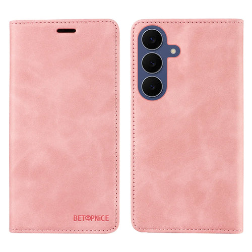 BETOPNICE for Samsung Galaxy S26 FE Case  Magnetic Closure RFID Blocking Wallet Stand Leather Phone Cover - Pink - 1