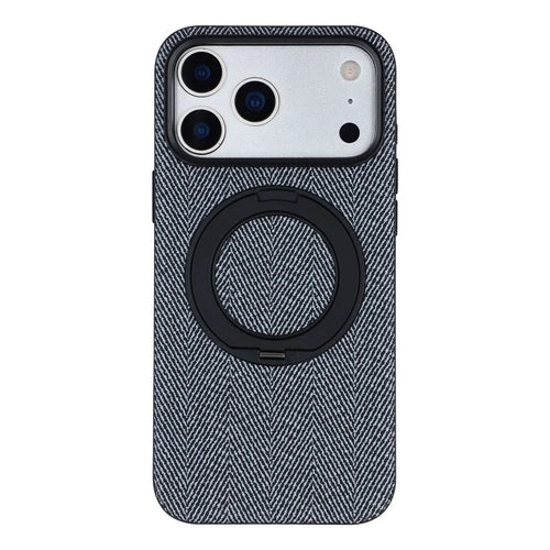 X-LEVEL for iPhone 17 Pro Max Magnetic Case Rotating Kickstand Fabric Textured Leather + PC + TPU Phone Cover - Black - 1