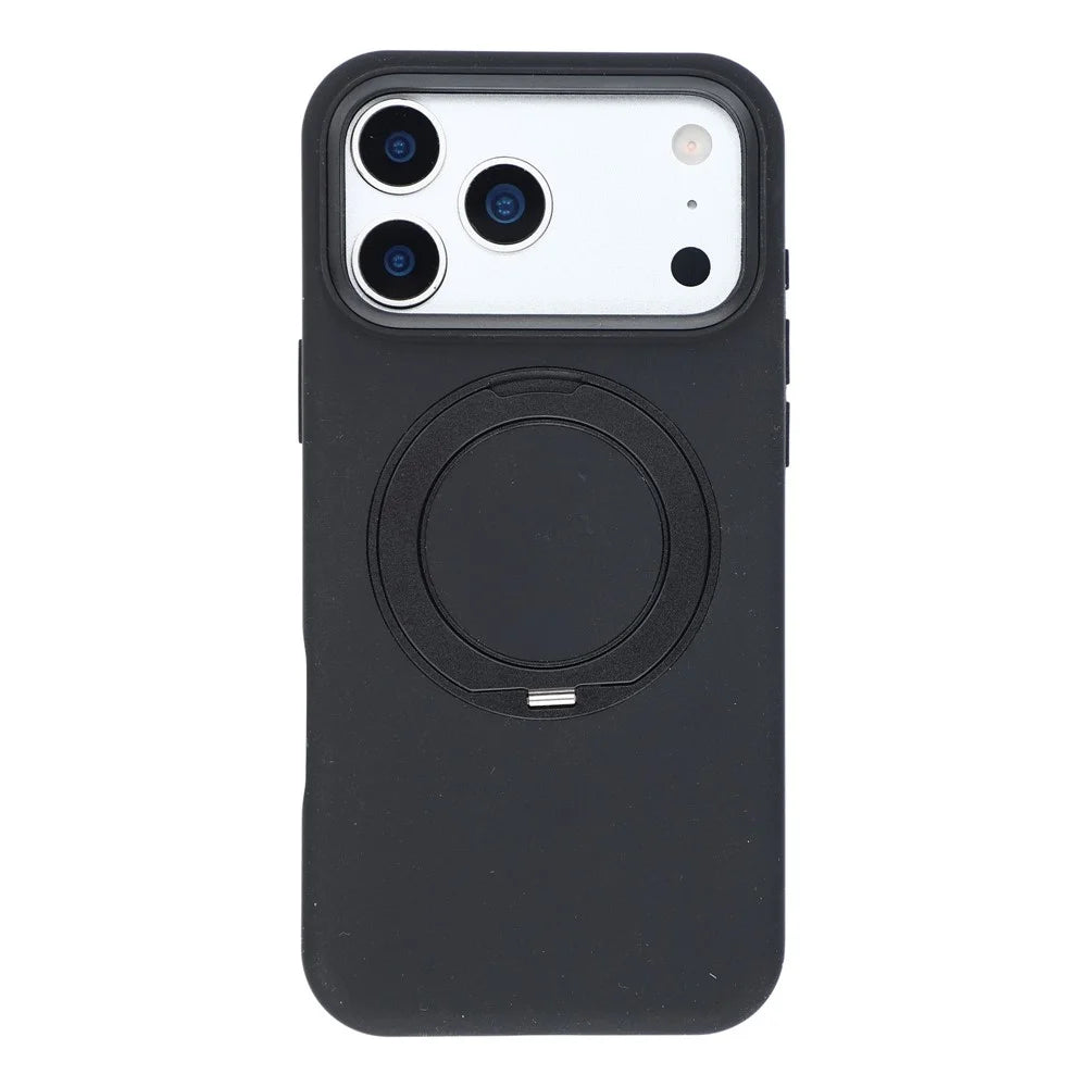 X-LEVEL for iPhone 17 Pro Max Magnetic Case Rotating Kickstand Silicone + Tech Fabric Scratch-Resistant Phone Cover - Obsidian Black - 1