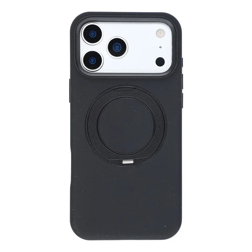 X-LEVEL for iPhone 17 Pro Max Magnetic Case Rotating Kickstand Silicone + Tech Fabric Scratch-Resistant Phone Cover - Obsidian Black - 1