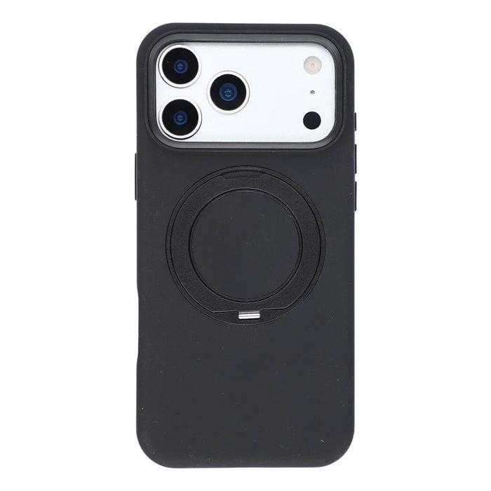 X-LEVEL for iPhone 17 Pro Max Magnetic Case Rotating Kickstand Silicone + Tech Fabric Scratch-Resistant Phone Cover - Obsidian Black - 1