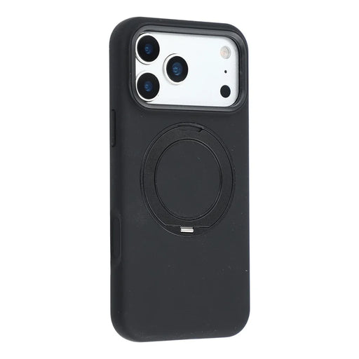 X-LEVEL for iPhone 17 Pro Max Magnetic Case Rotating Kickstand Silicone + Tech Fabric Scratch-Resistant Phone Cover - Obsidian Black - 2