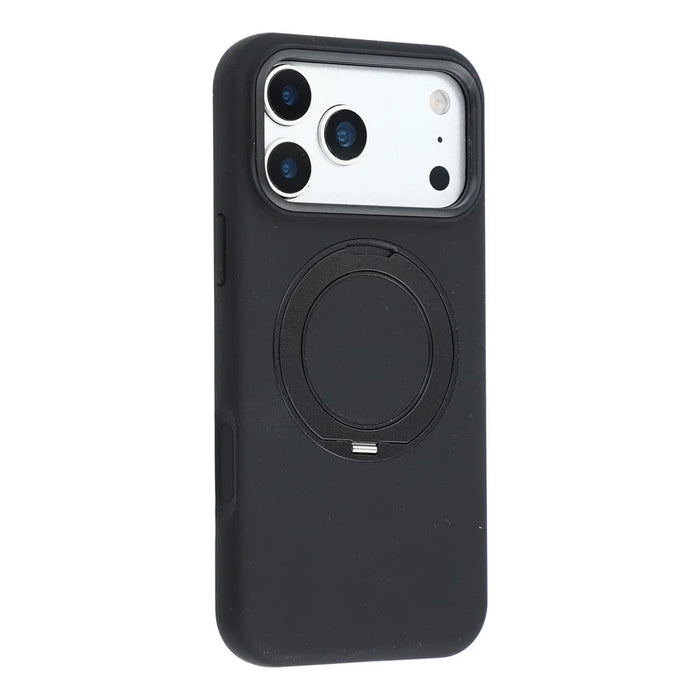 X-LEVEL for iPhone 17 Pro Max Magnetic Case Rotating Kickstand Silicone + Tech Fabric Scratch-Resistant Phone Cover - Obsidian Black - 2