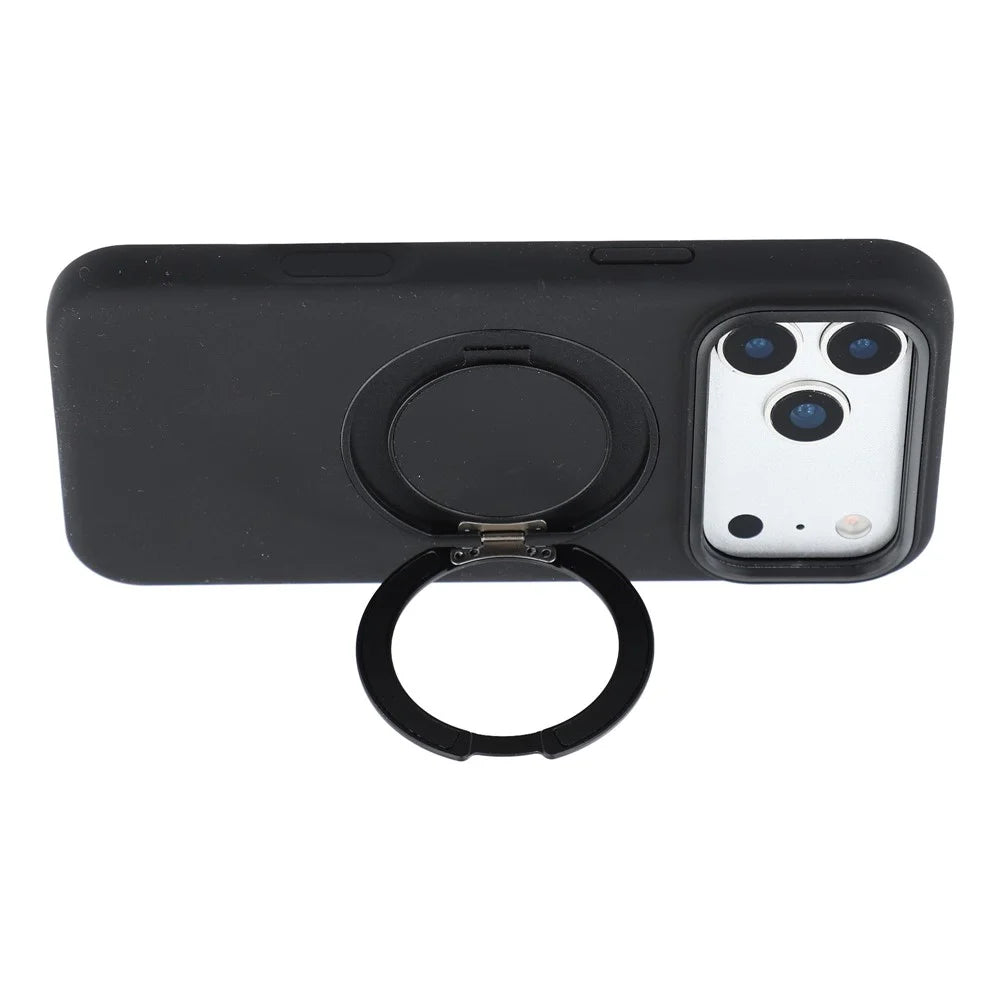 X-LEVEL for iPhone 17 Pro Max Magnetic Case Rotating Kickstand Silicone + Tech Fabric Scratch-Resistant Phone Cover - Obsidian Black - 4