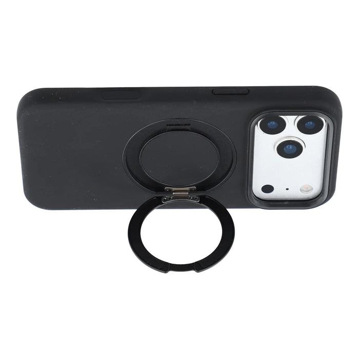 X-LEVEL for iPhone 17 Pro Max Magnetic Case Rotating Kickstand Silicone + Tech Fabric Scratch-Resistant Phone Cover - Obsidian Black - 4