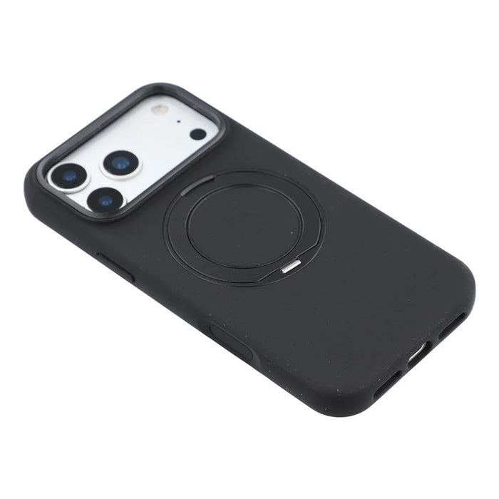 X-LEVEL for iPhone 17 Pro Max Magnetic Case Rotating Kickstand Silicone + Tech Fabric Scratch-Resistant Phone Cover - Obsidian Black - 5