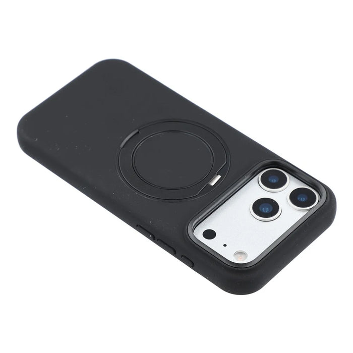 X-LEVEL for iPhone 17 Pro Max Magnetic Case Rotating Kickstand Silicone + Tech Fabric Scratch-Resistant Phone Cover - Obsidian Black - 6